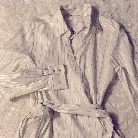 Pinstriped wrap around long sleeve top.BNWT - Picture 2 of 3